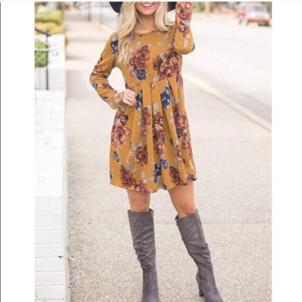 Kayden Yellow Long Sleeve Floral Tunic